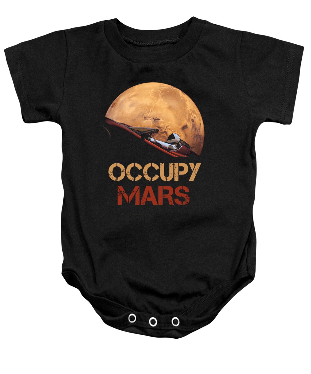 Occupy Mars Baby Onesie featuring the mixed media Occupy Mars #1 by Megan Miller