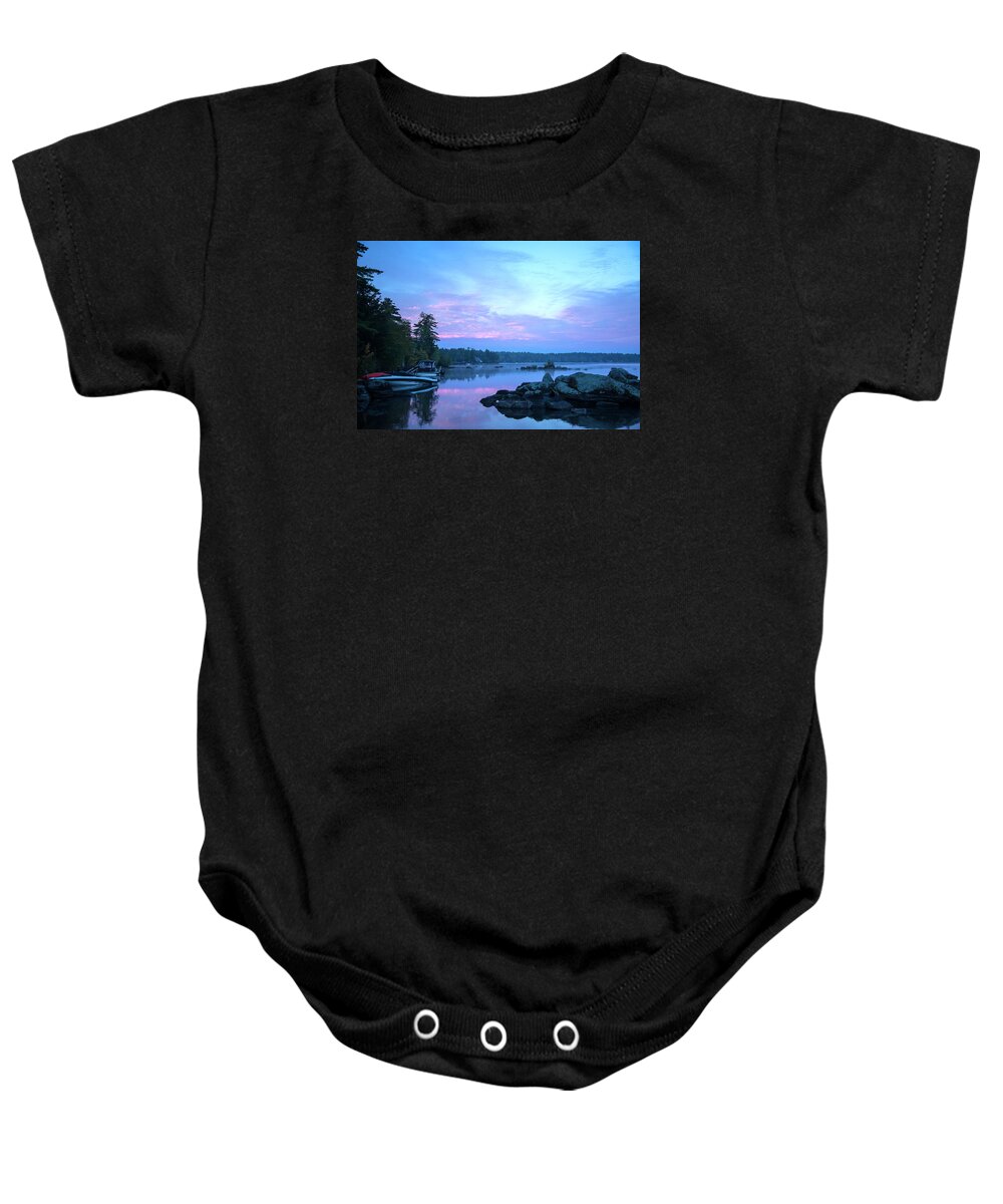 Jigsaw Baby Onesie featuring the photograph October Sunrise by Carole Gordon