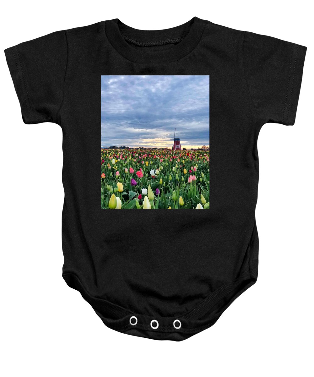 Tulip Baby Onesie featuring the photograph Ominous Spring Skies by Brian Eberly