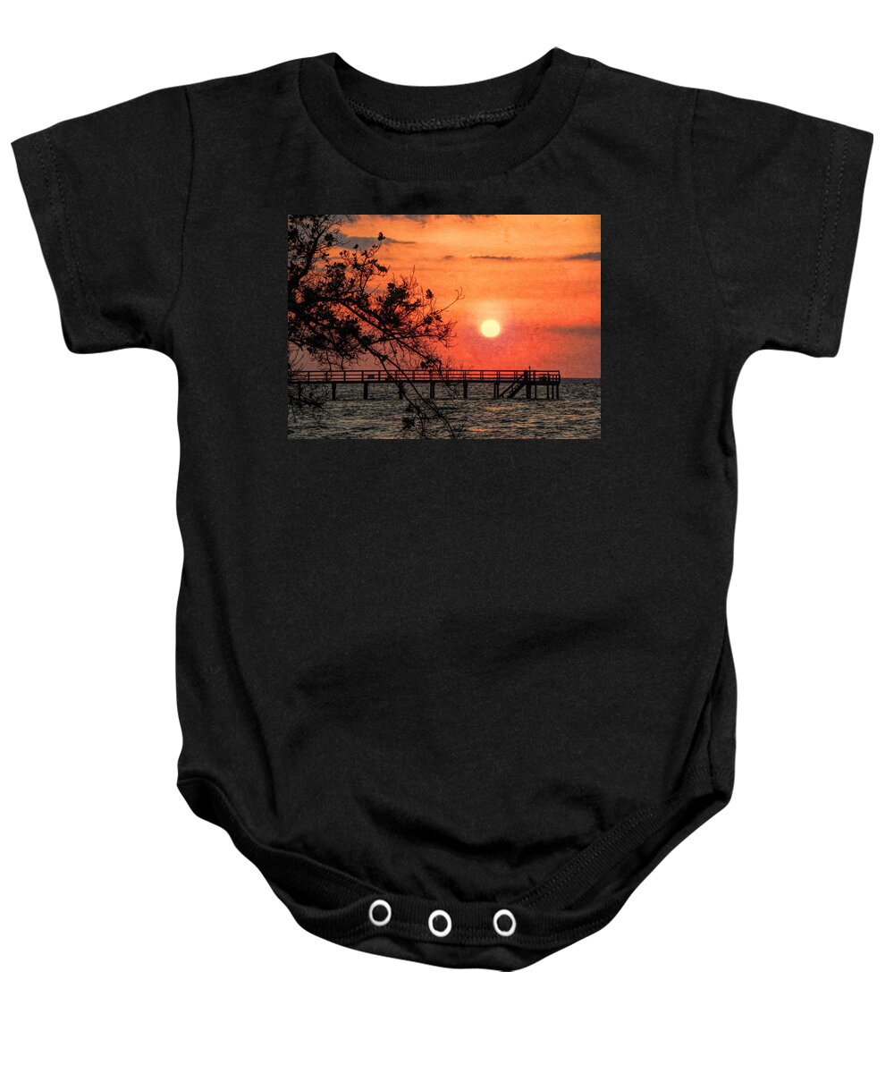 Sunset Baby Onesie featuring the photograph Orange Grunge Sunset by Rosalie Scanlon