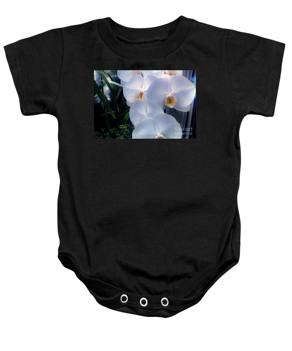 Photo Baby Onesie featuring the photograph Orchids In White by Marsha Heiken