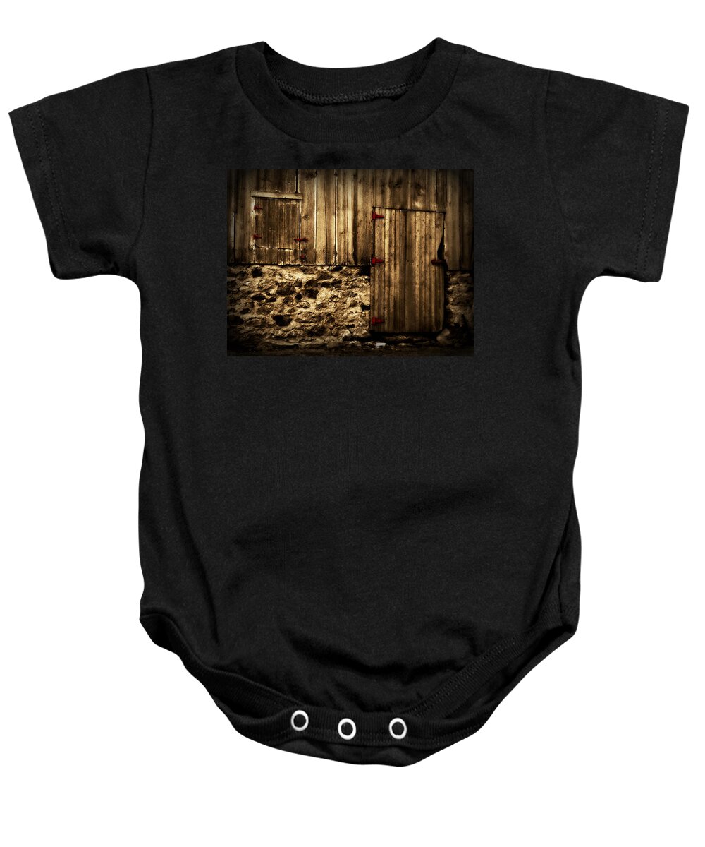Barn Baby Onesie featuring the digital art Out of Place 2 by Julie Hamilton