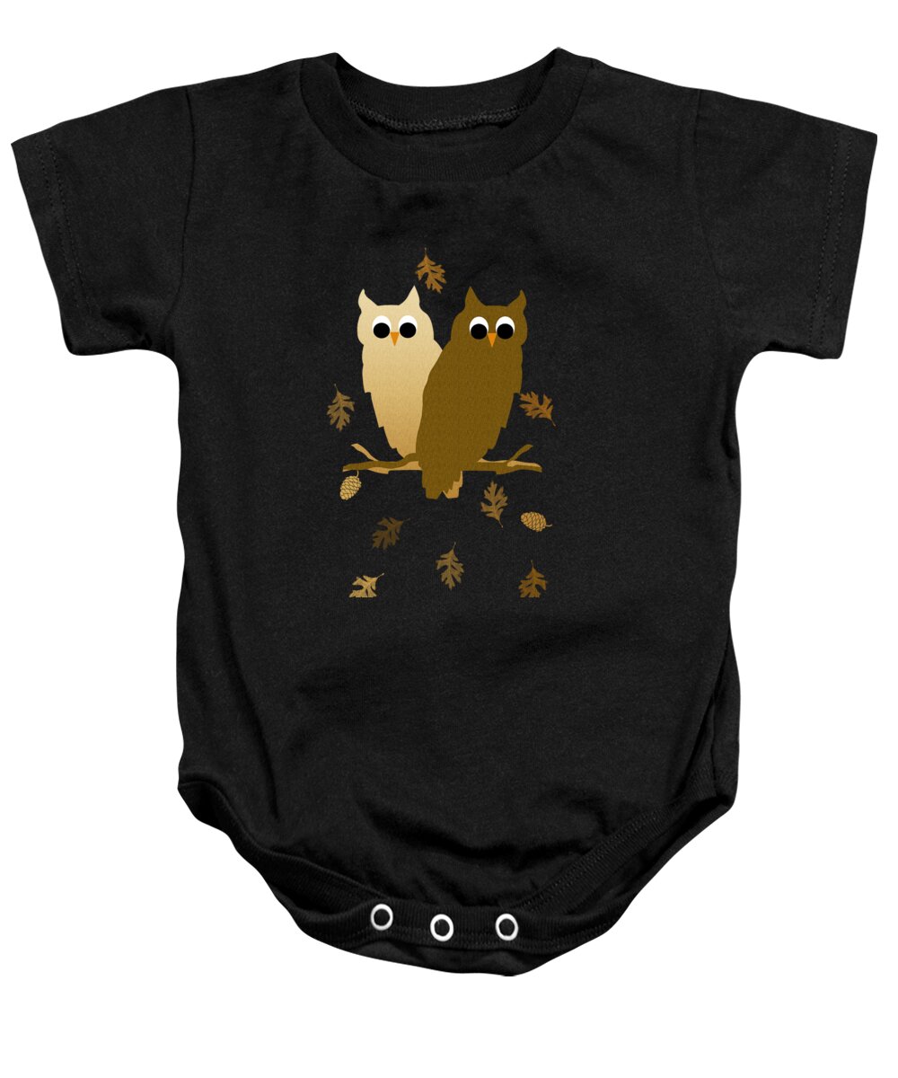 Owls Baby Onesie featuring the mixed media Owl Pattern by Christina Rollo