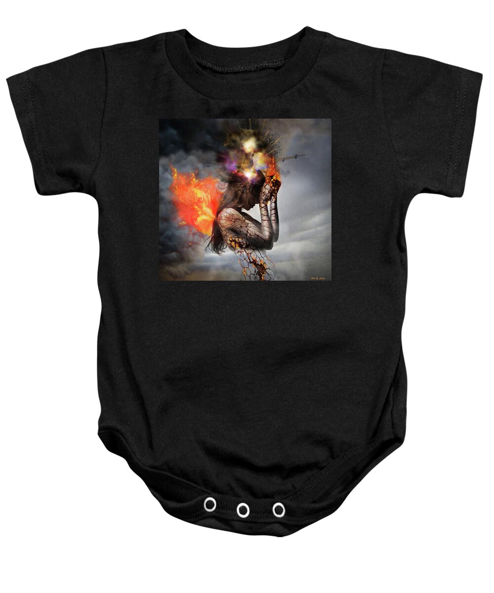 Woman In Pain Baby Onesie featuring the mixed media Pain by Lilia S