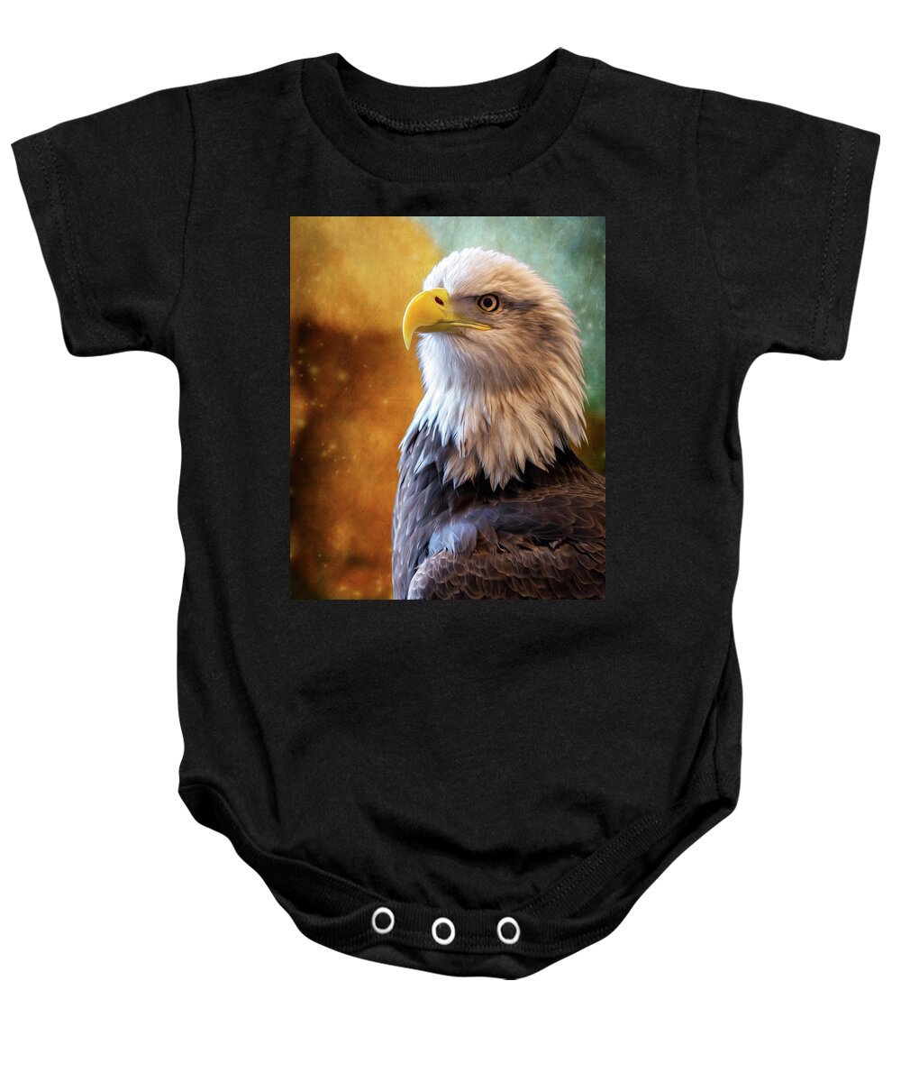 Bald Eagle Baby Onesie featuring the photograph Painted Baldy by Bill and Linda Tiepelman