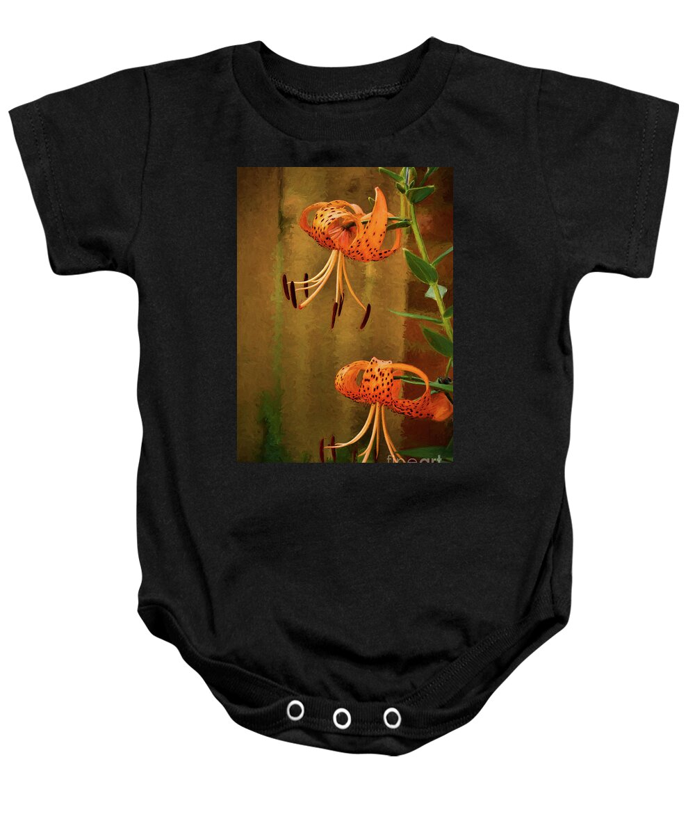 Lily Baby Onesie featuring the photograph Painted Tigers by Dave Bosse