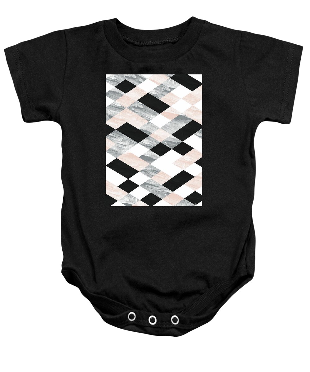 Pastel Baby Onesie featuring the mixed media Pastel Scheme Geometry by Emanuela Carratoni