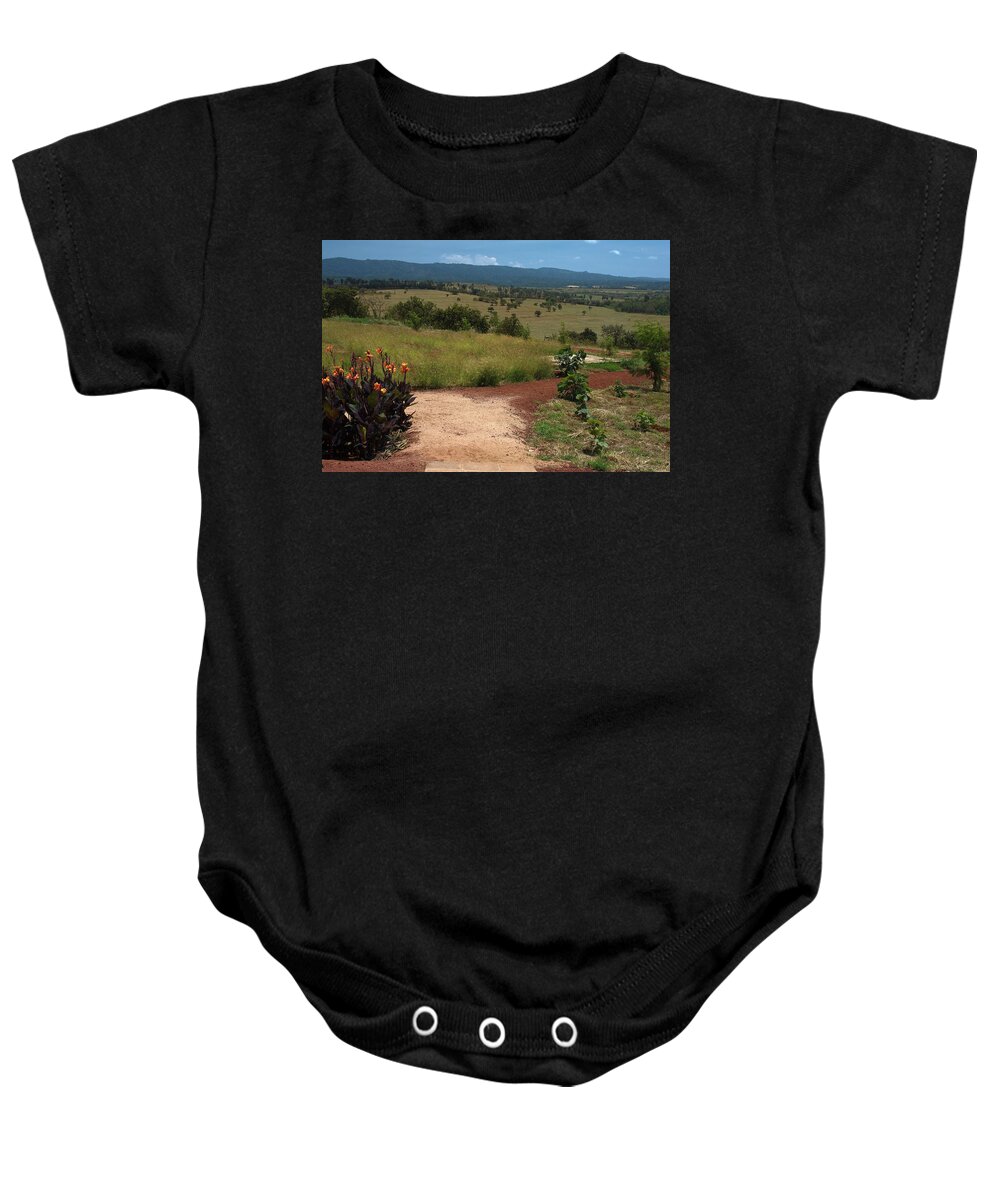 Rural Scene Baby Onesie featuring the photograph Pathway to the Hills by Sally Weigand