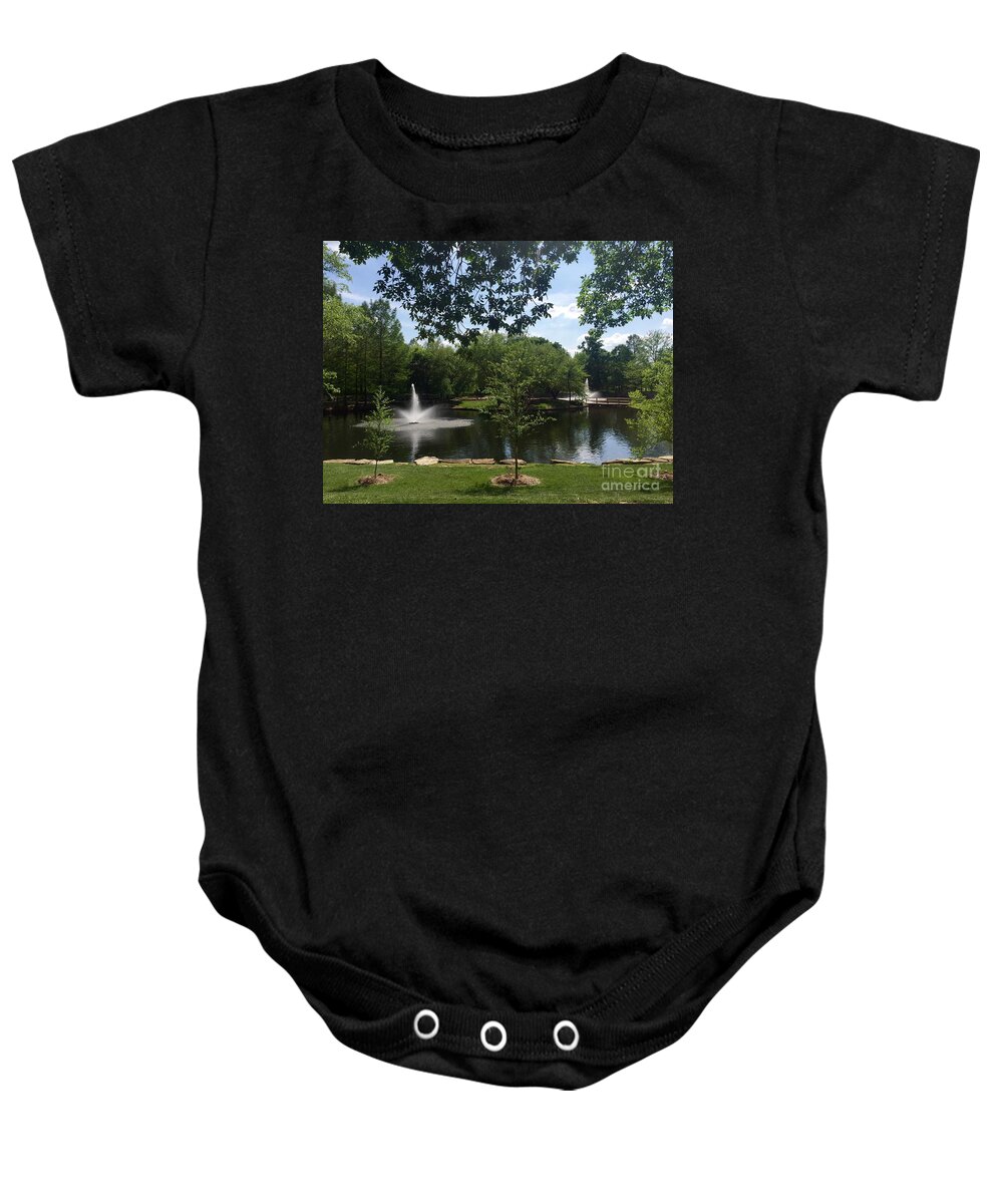Peaceful Baby Onesie featuring the photograph Peaceful Parkside by Barbara Plattenburg