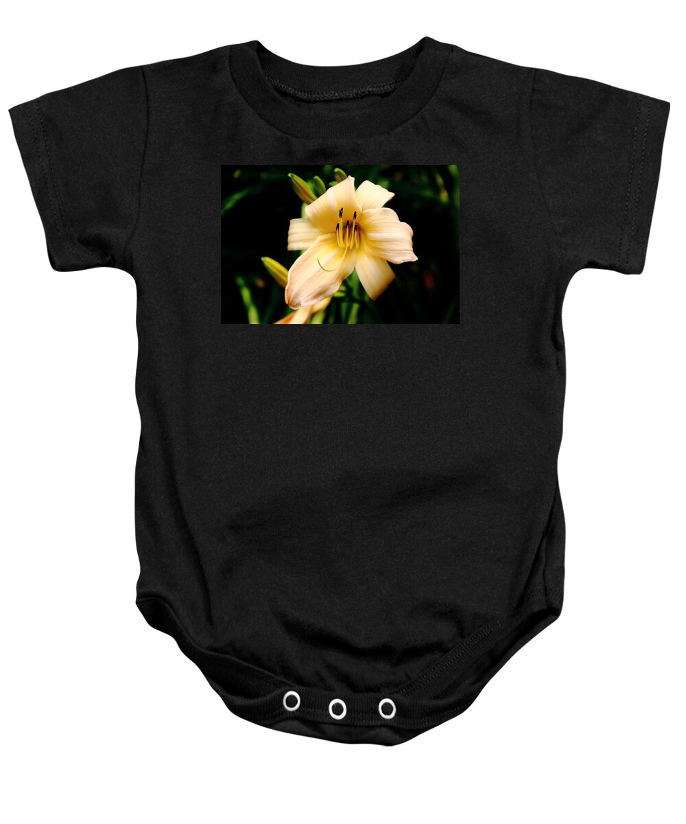 Flower Baby Onesie featuring the photograph Peach Color Daylily by Allen Nice-Webb