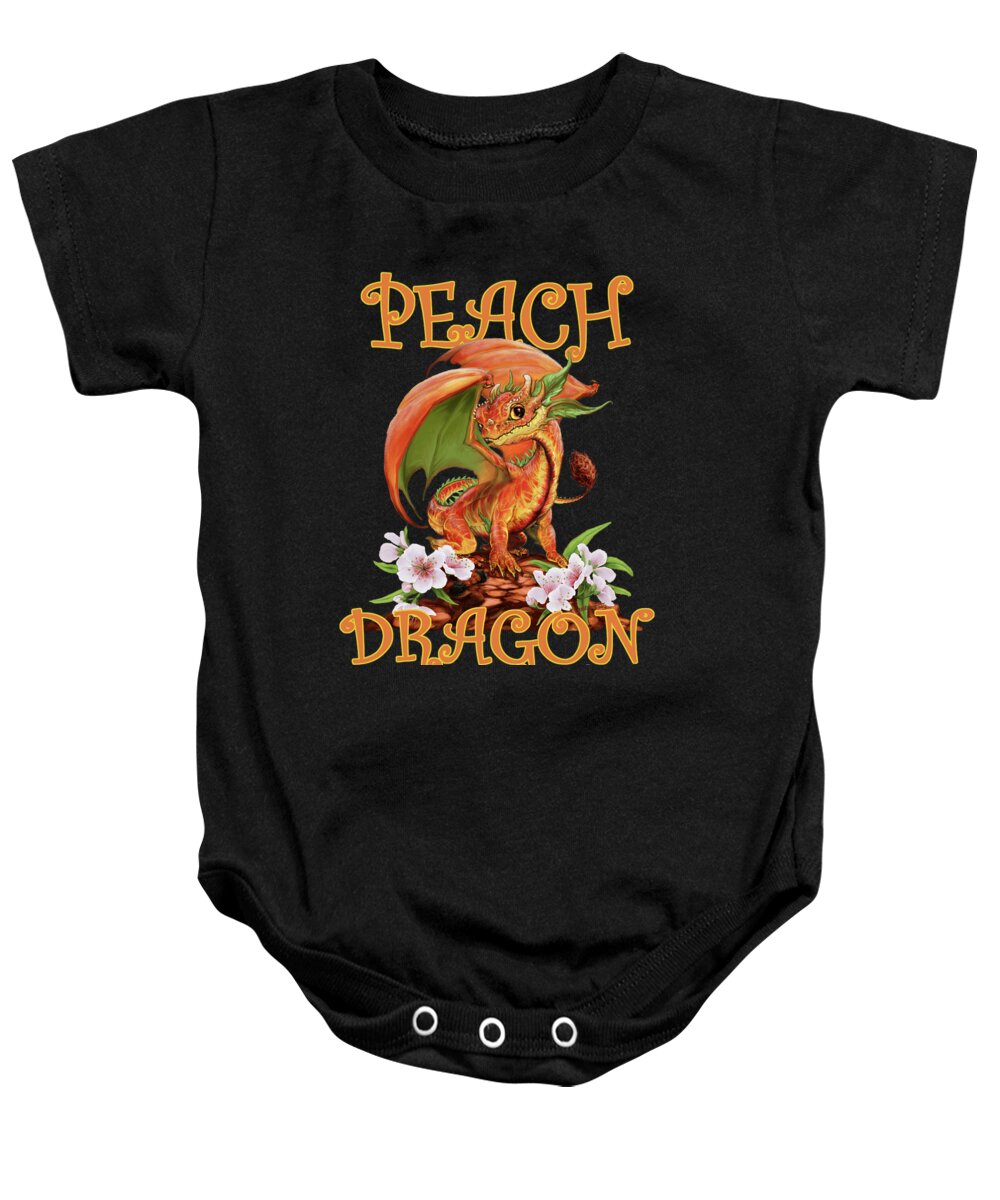 Peach Baby Onesie featuring the digital art Peach Dragon by Stanley Morrison