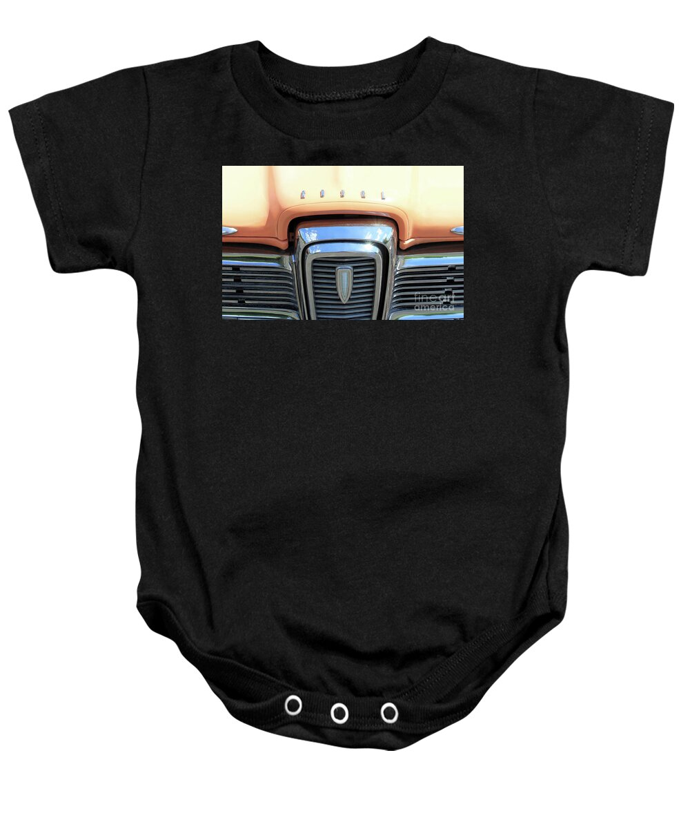  Peach Edsel Baby Onesie featuring the photograph Peach Edsel by Jennifer Robin