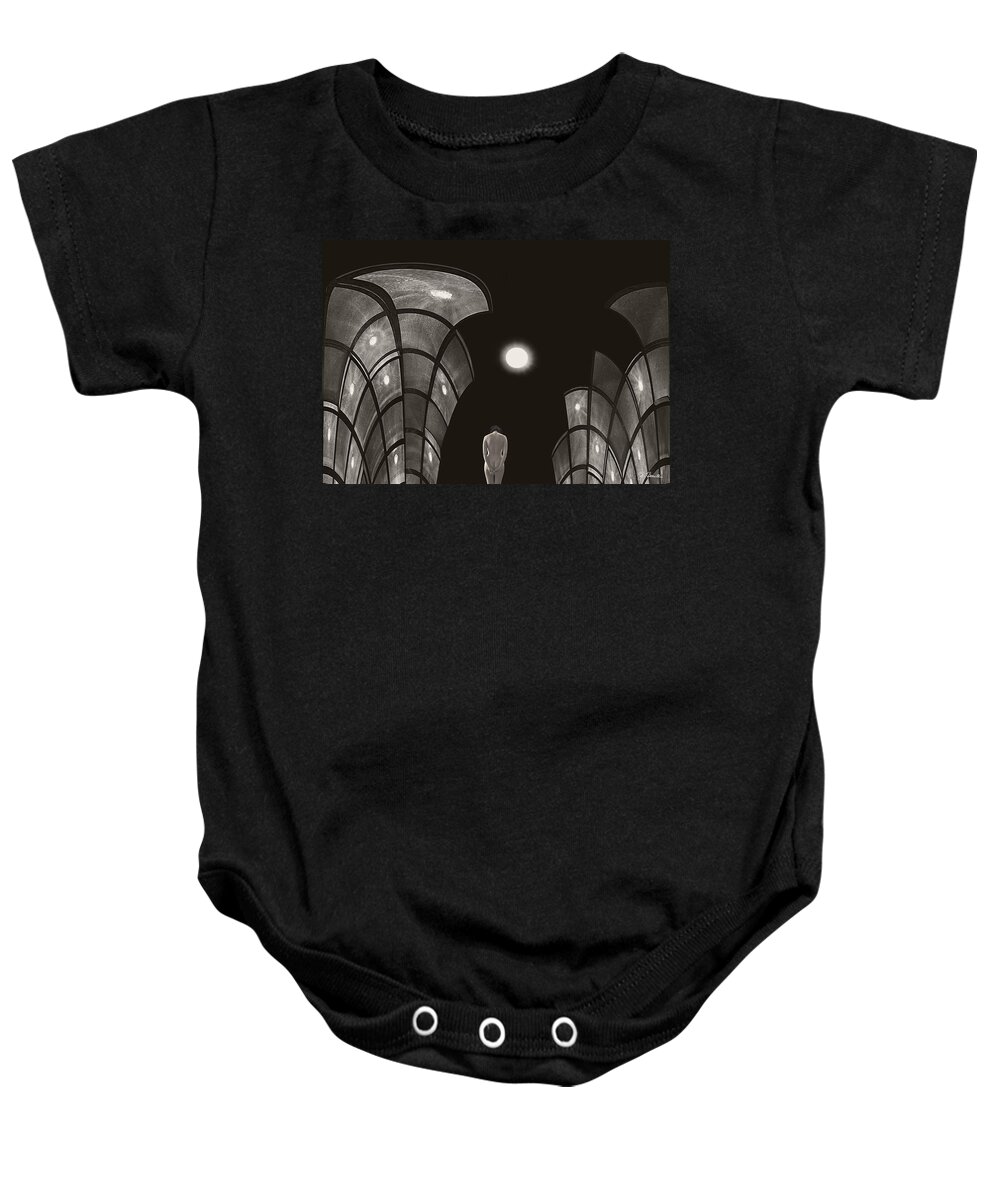 Surreal Baby Onesie featuring the photograph Pensive Nude in a Surreal World by Joe Bonita