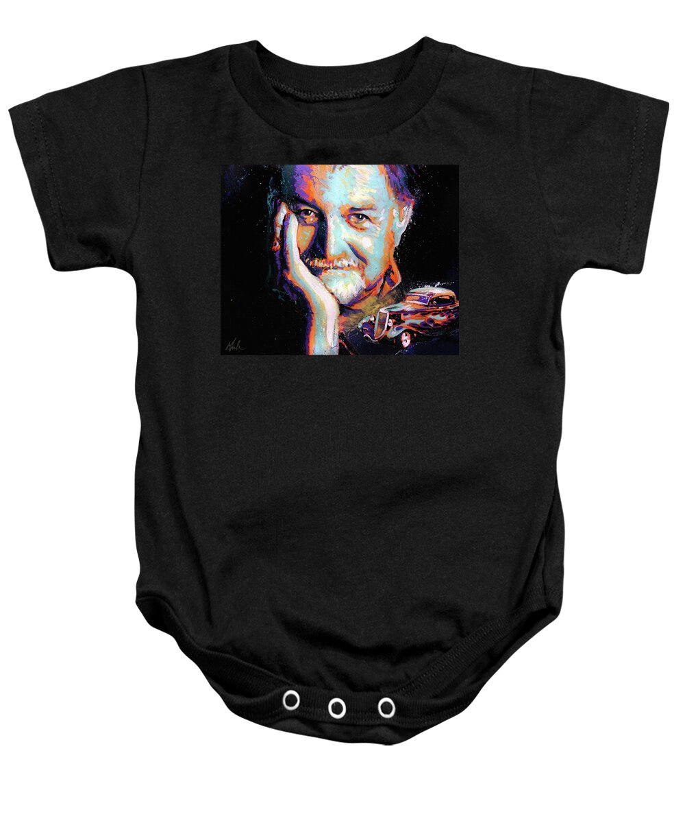 Hot Rod Baby Onesie featuring the painting Pete Chapouris by Steve Gamba