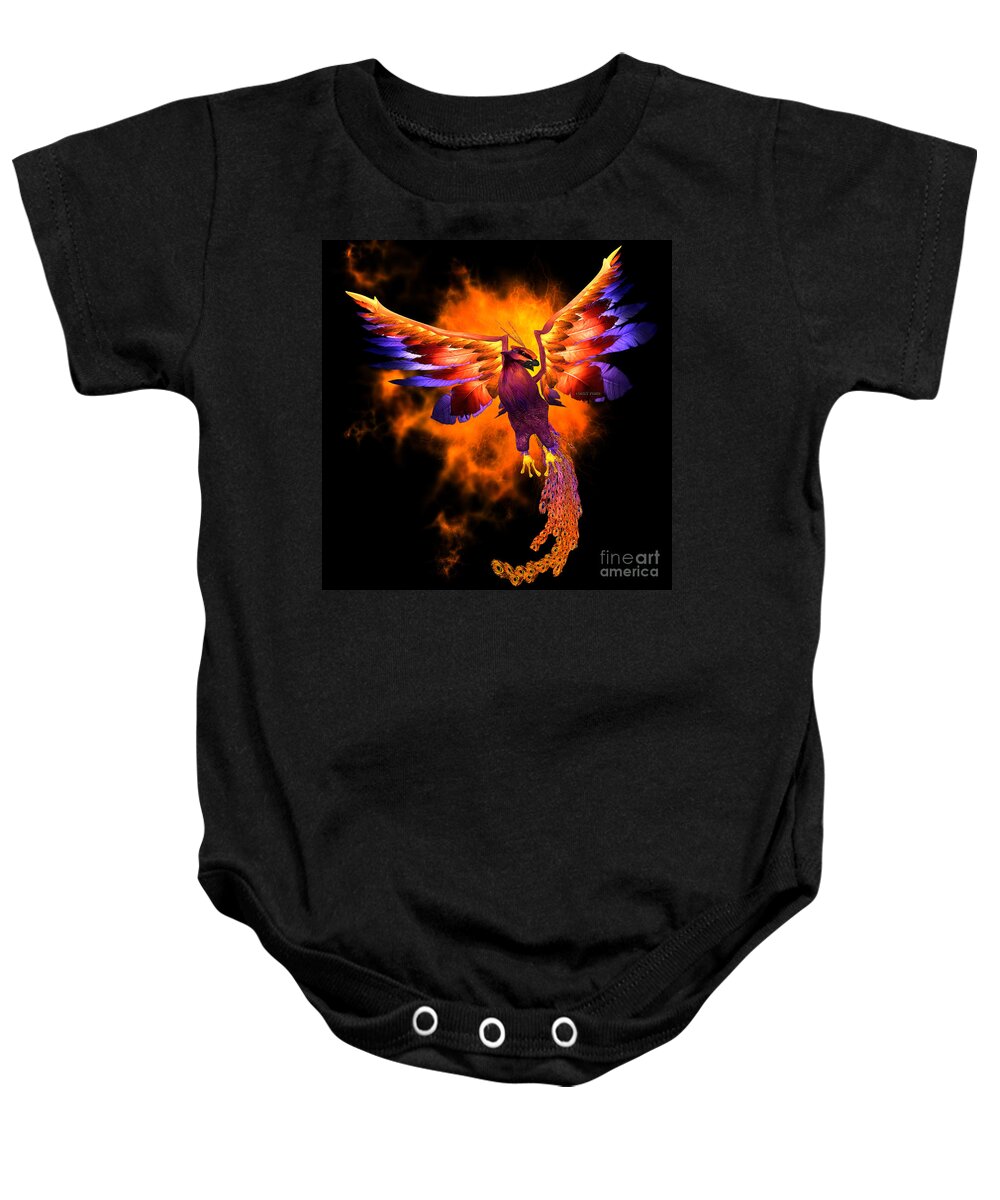Phoenix Baby Onesie featuring the painting Phoenix Bird by Corey Ford