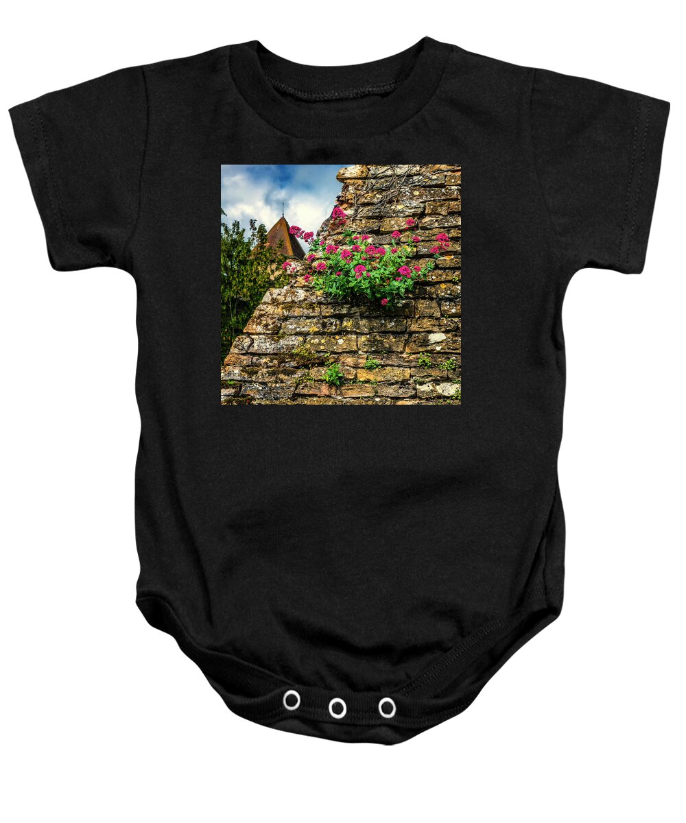 Pierreclos Baby Onesie featuring the photograph Pierreclos Chardonnay Vineyard Chateau_DSC6696 by Greg Kluempers