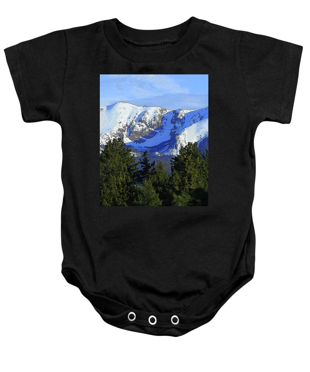 Pikes Peak Baby Onesie featuring the painting Pikes Peak- Colorado Mountains by Kathy Symonds