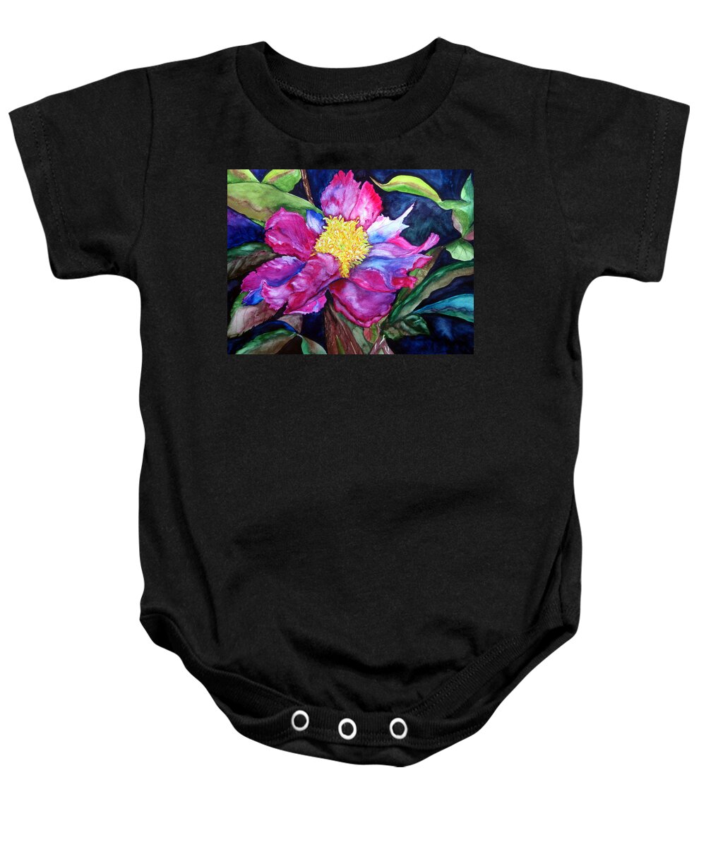 Pink Flower Baby Onesie featuring the painting Pink Drama by Lil Taylor