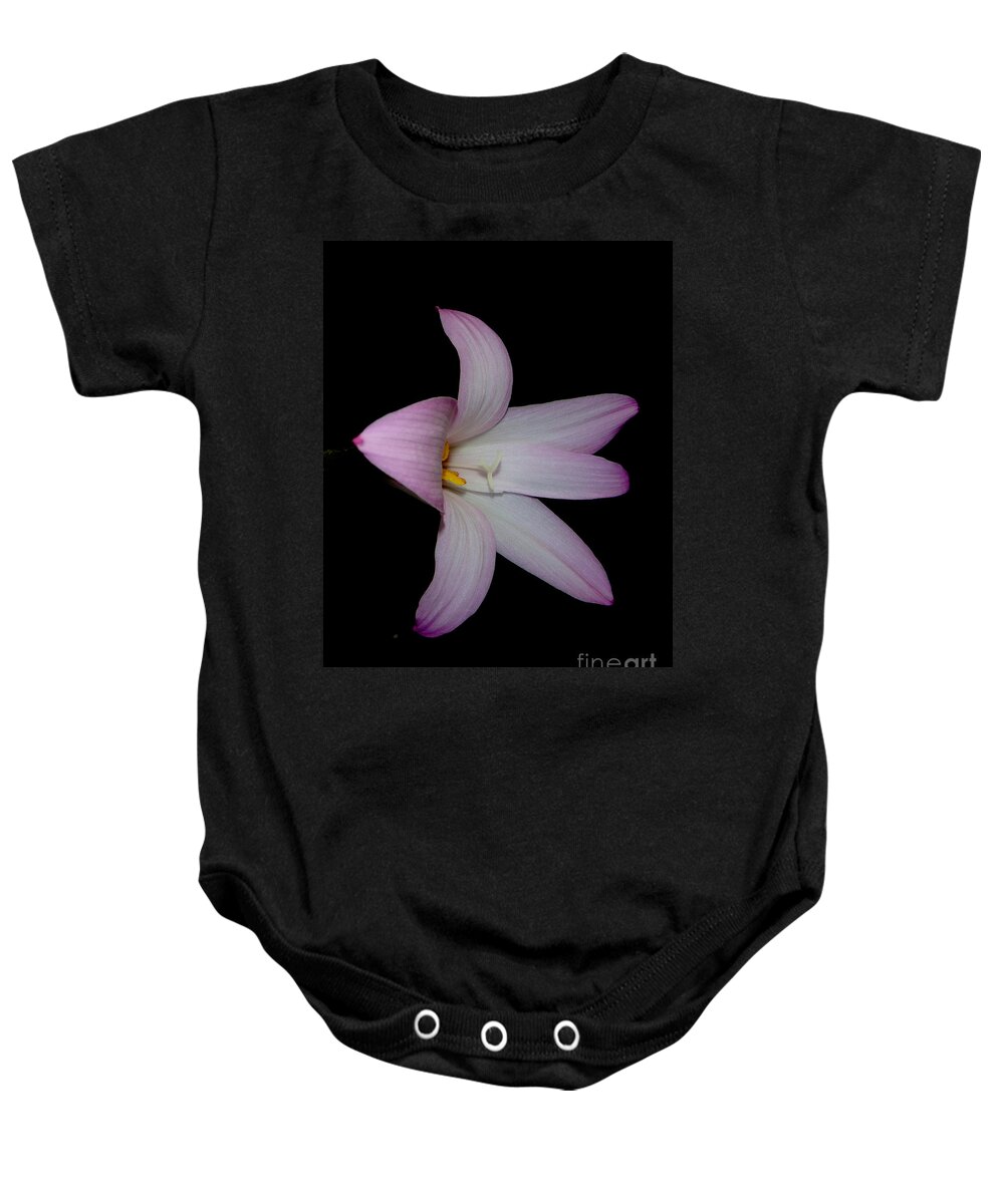 Pink Baby Onesie featuring the photograph Pink on Black by Judy Hall-Folde