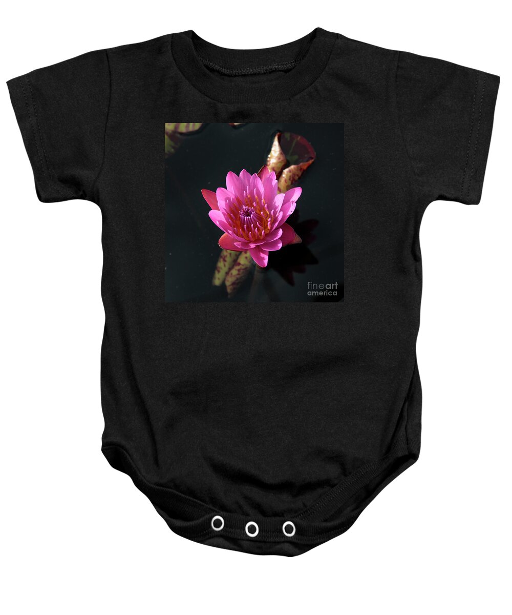 Waterlily Baby Onesie featuring the photograph Pink Waterlily by William Kuta