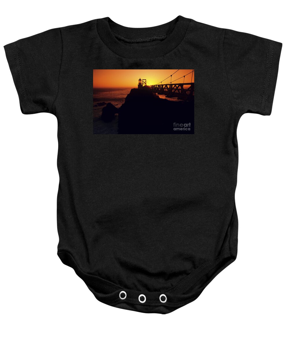 B. Brent Black Baby Onesie featuring the photograph Point Bonita Lighthouse by Brent Black - Printscapes