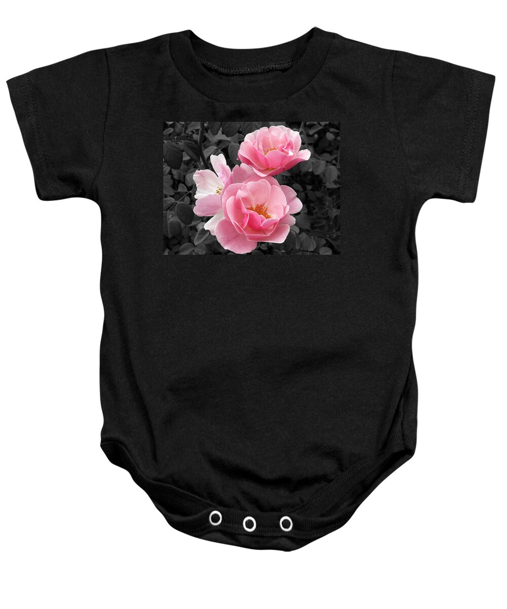 Flower Baby Onesie featuring the photograph Popping Pink Roses by Amy Fose