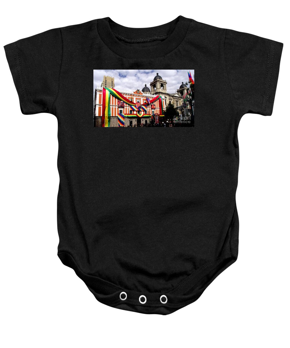 Architecture Baby Onesie featuring the painting Presidential Palace La Paz, Bolivia by Jayne Kerr