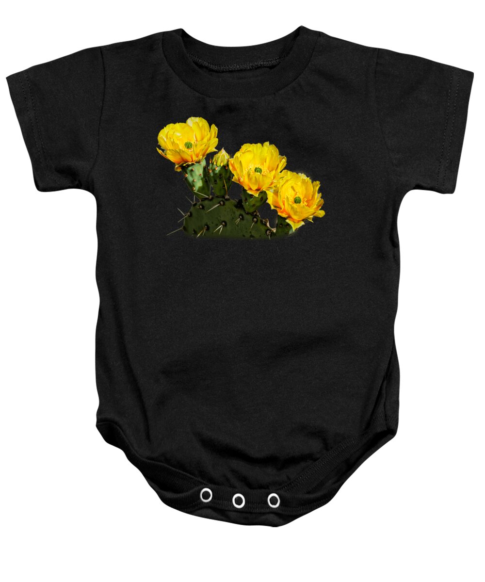 Arizona Baby Onesie featuring the photograph Prickly Pear Flowers h42 by Mark Myhaver