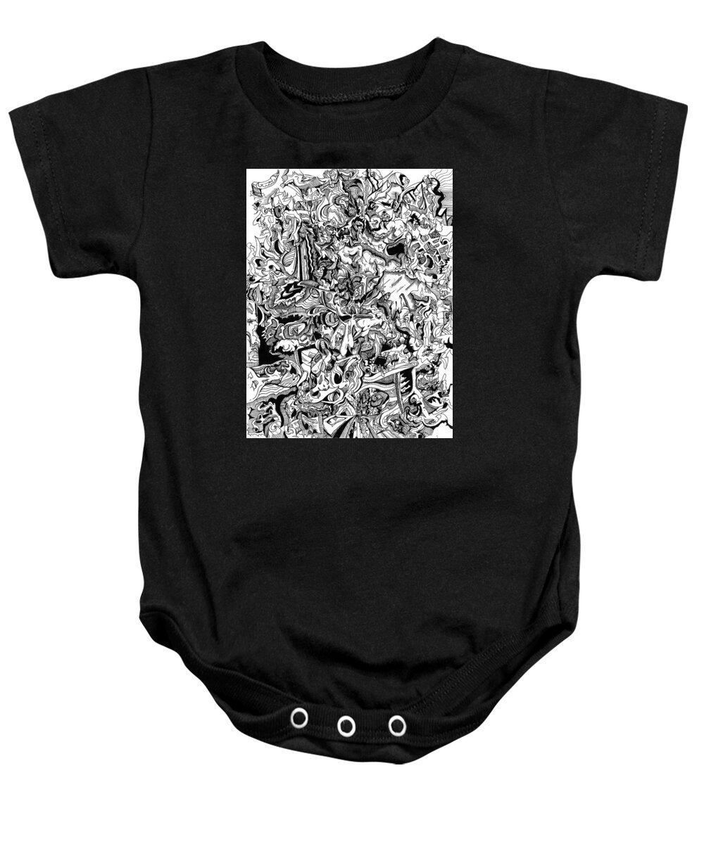 Psychedelic Abstract Baby Onesie featuring the drawing Psychedelic Drawing by Joe Michelli