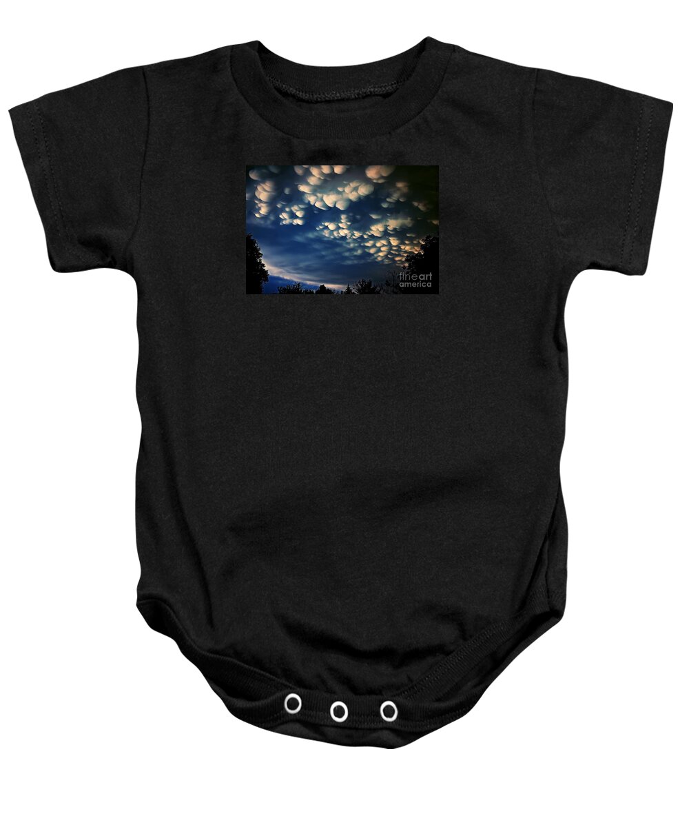 Frank-j-casella Baby Onesie featuring the photograph Puffy Storm Clouds by Frank J Casella