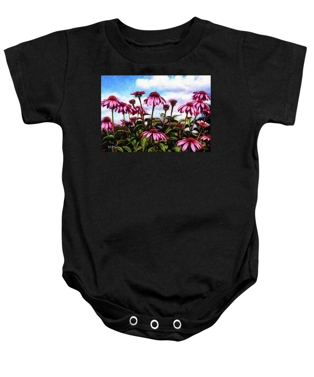Flowers Baby Onesie featuring the painting Purple Coneflowers by Marie Witte
