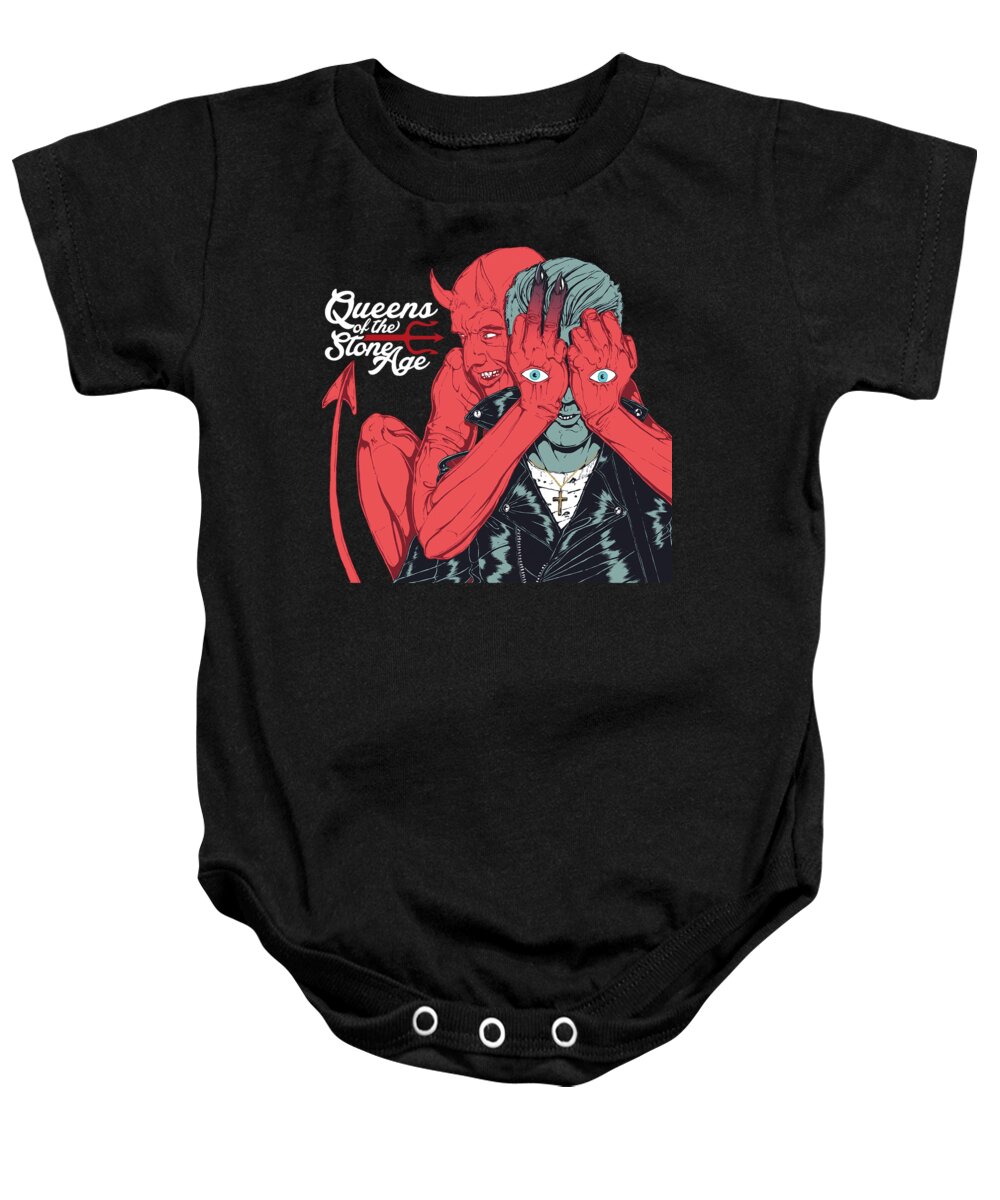 Queens Of The Stone Age Baby Onesie featuring the digital art Queens Of The Stone Age by Raisya Irawan