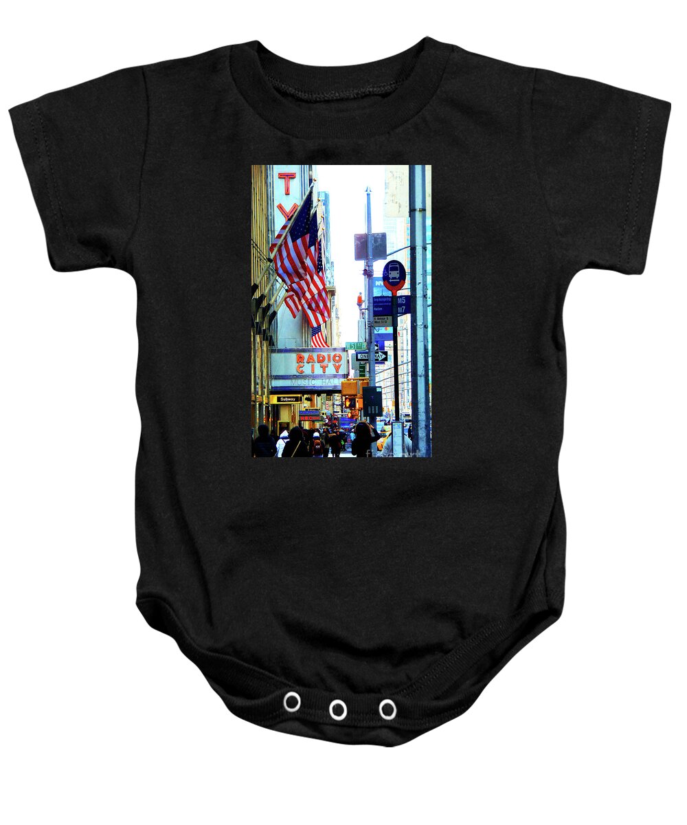  Baby Onesie featuring the digital art Radio City by Darcy Dietrich