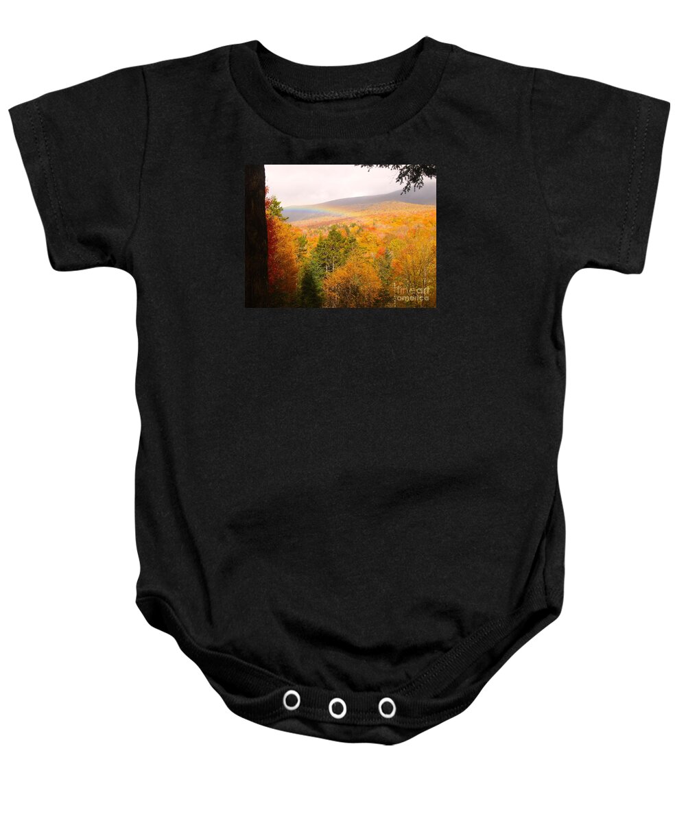 Rainbow Baby Onesie featuring the painting Rainbow at Flume Mt, NH by Paul Galante