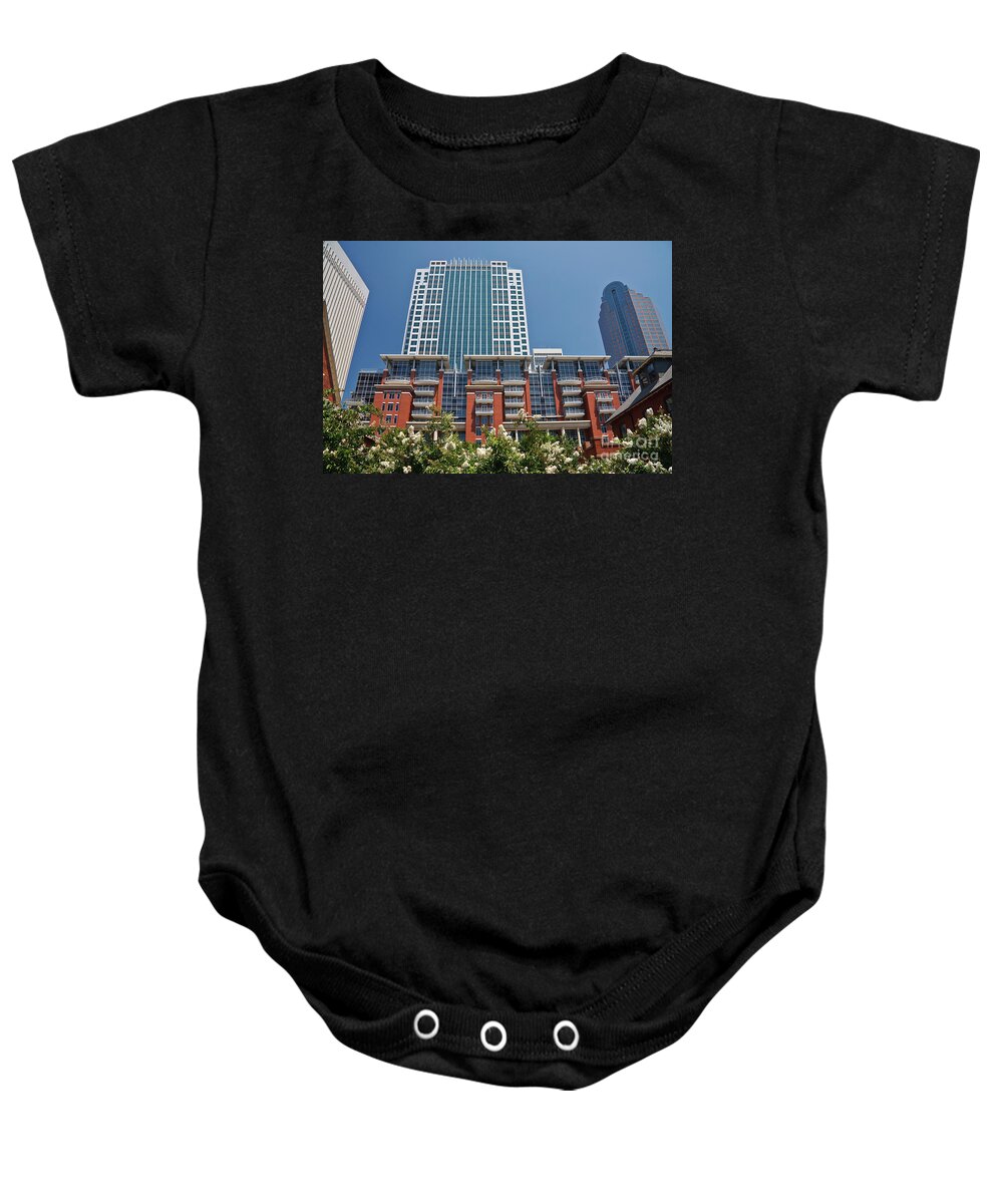 Skyline Baby Onesie featuring the photograph Ratcliffe Condos in Charlotte by Jill Lang