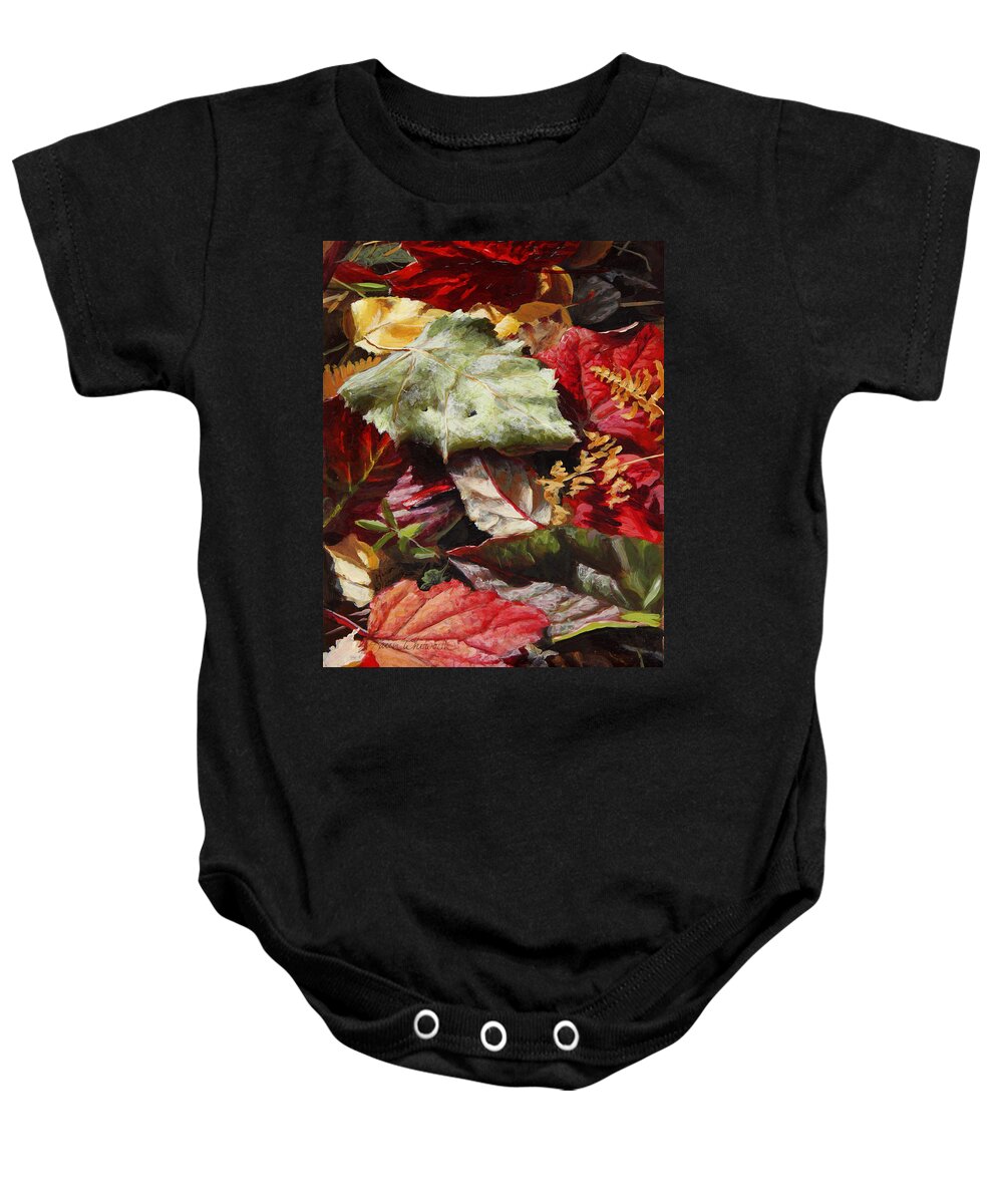 Realism Baby Onesie featuring the painting Red Autumn - Wasilla Leaves by K Whitworth