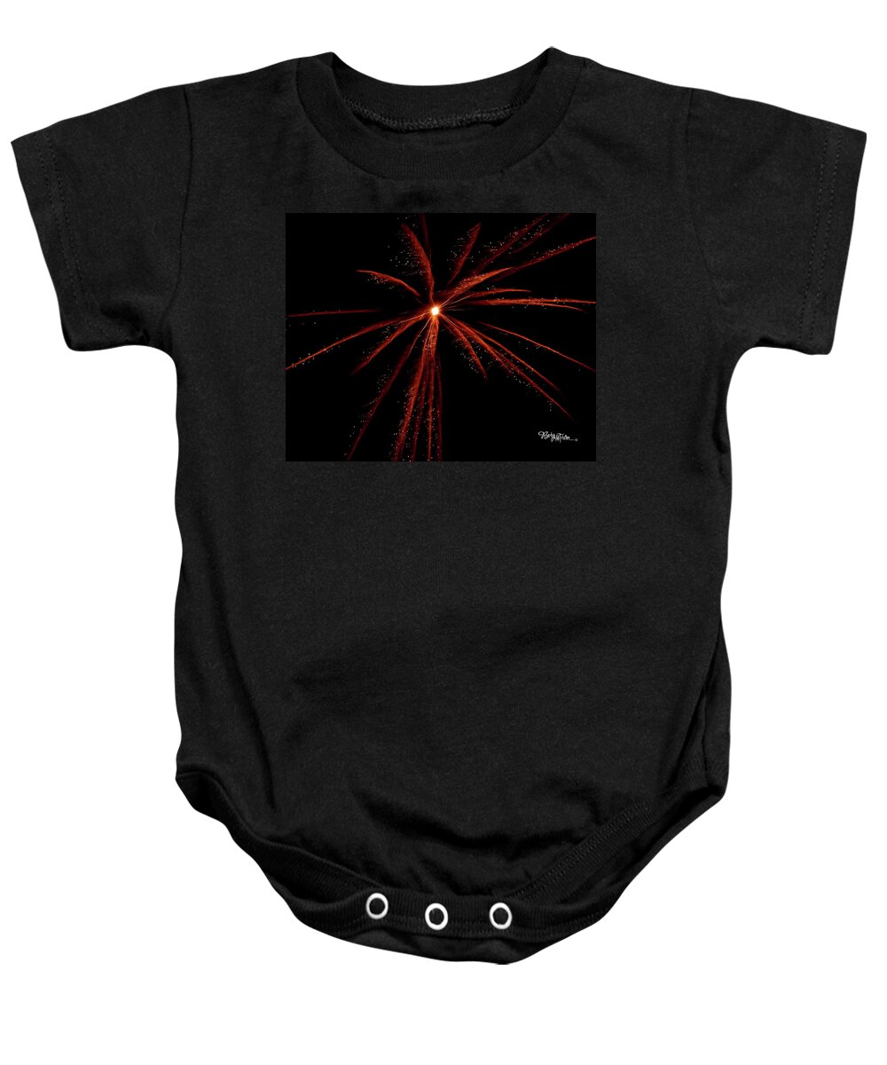 Fireworks Baby Onesie featuring the photograph Red Fireworks #0699 by Barbara Tristan
