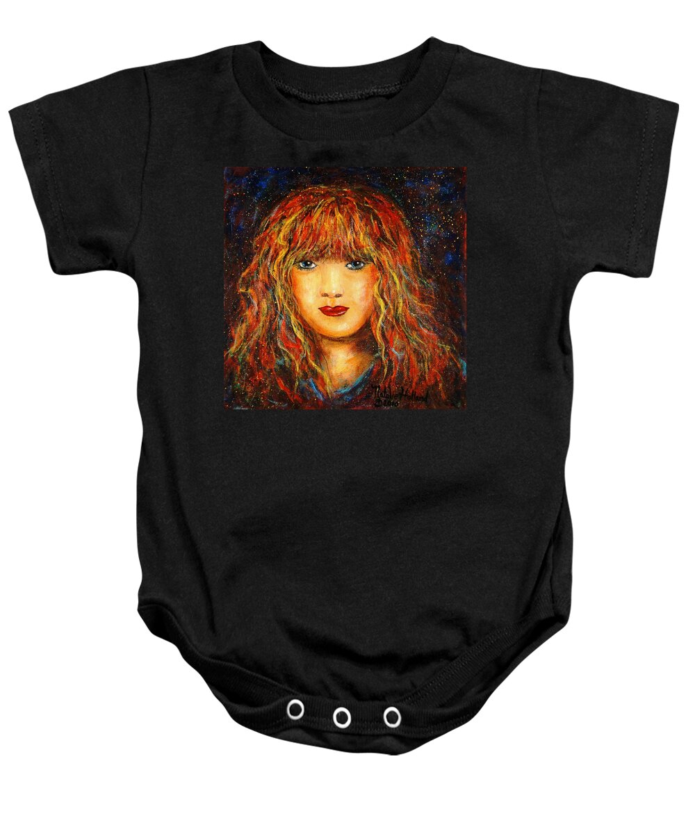Girl Baby Onesie featuring the painting Red Flame by Natalie Holland