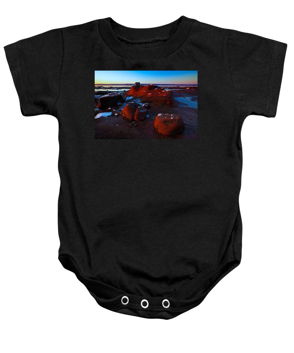 Coastline Baby Onesie featuring the photograph Red Sandstone At Low Tide by Irwin Barrett