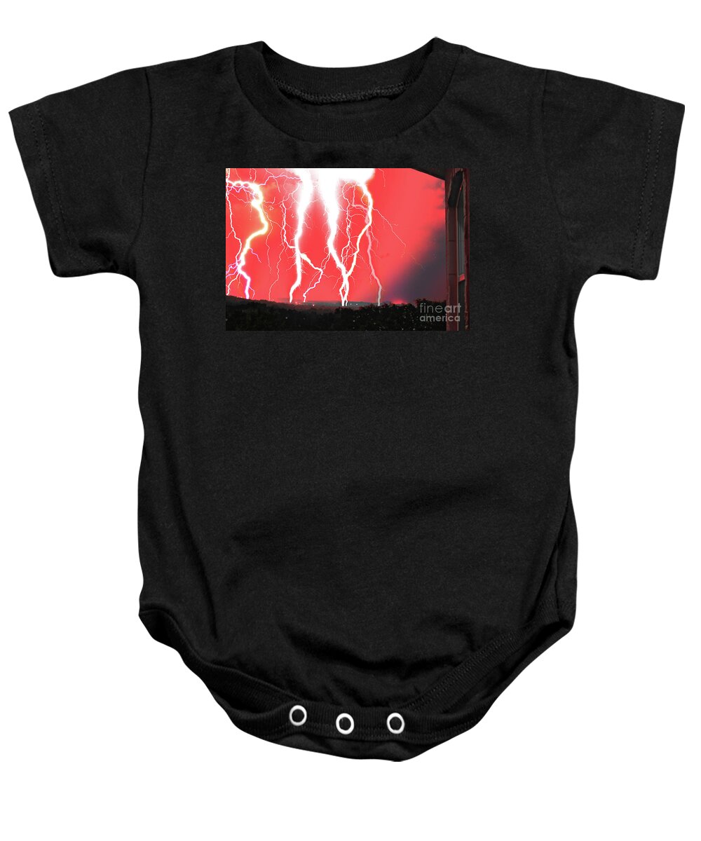 Michael Tidwell Photography Baby Onesie featuring the photograph Lightning Apocalypse by Michael Tidwell