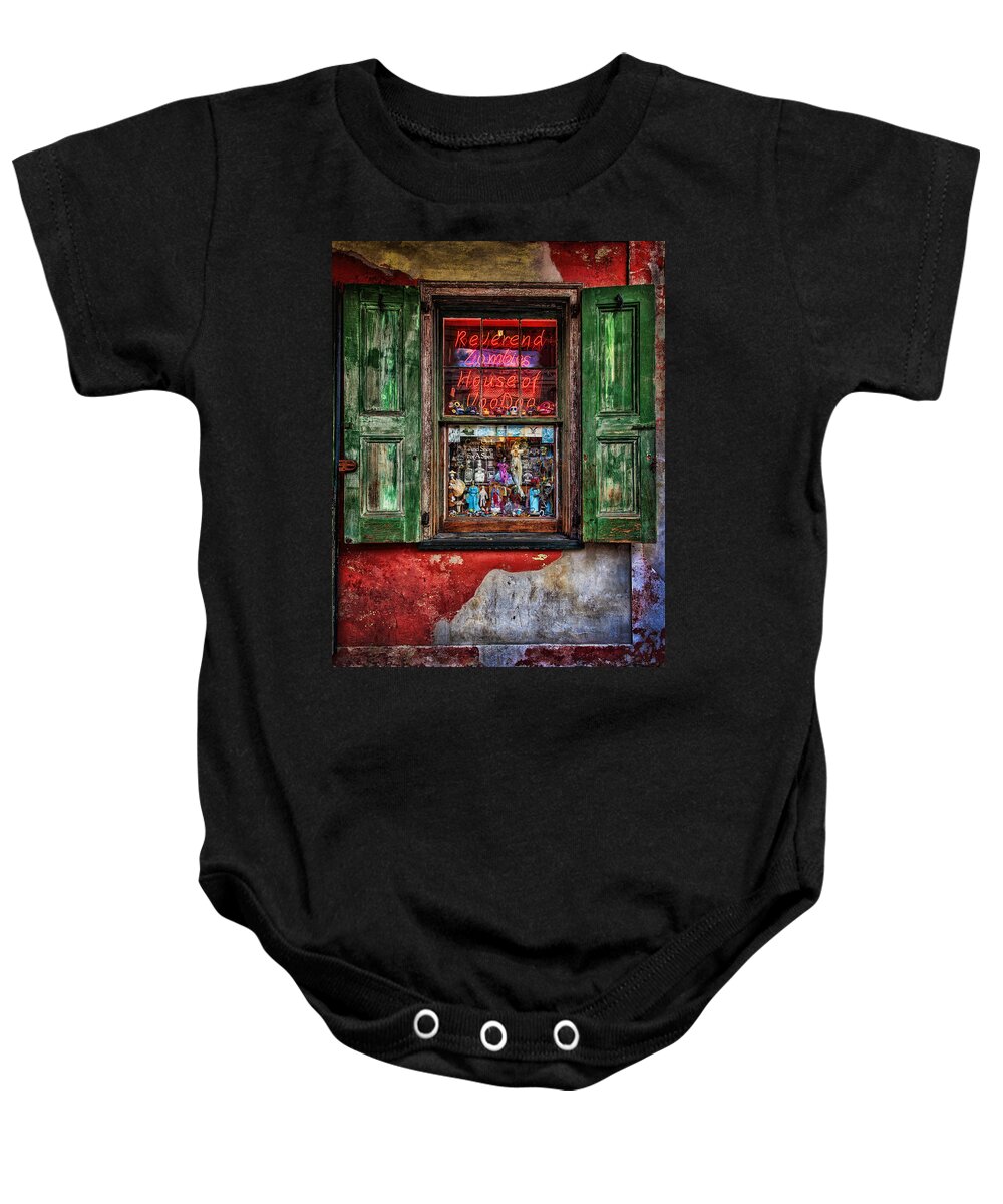 Voodoo Baby Onesie featuring the photograph Reverand Zombies House of Voodoo 2 by Diana Powell