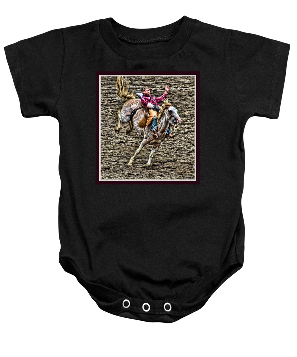 Rodeo Baby Onesie featuring the photograph Ride em Cowboy by Ron Roberts