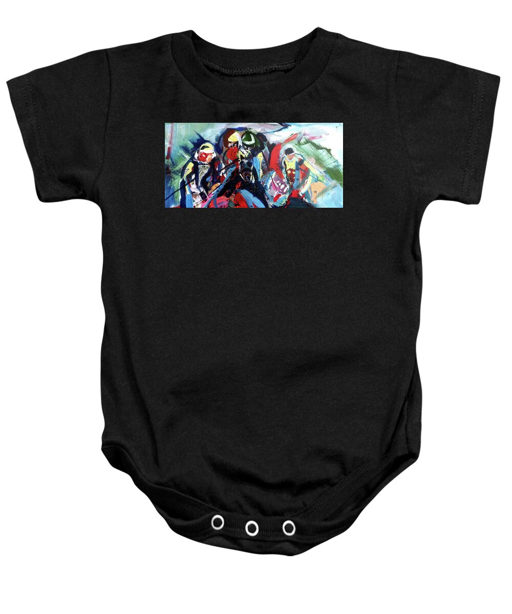 Kentucky Horse Racing Baby Onesie featuring the painting Right At Ya by John Gholson