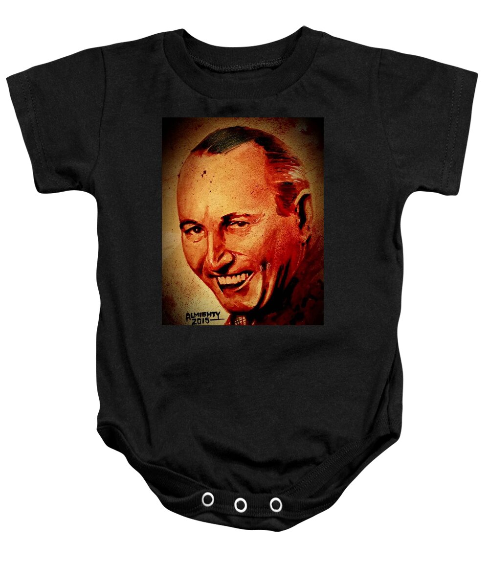 Believe It Or Not Baby Onesie featuring the painting Robert Ripley by Ryan Almighty