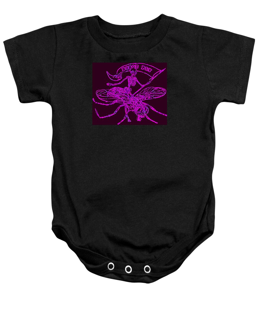  Baby Onesie featuring the drawing Robot Fly Tee 4 by Steve Fields