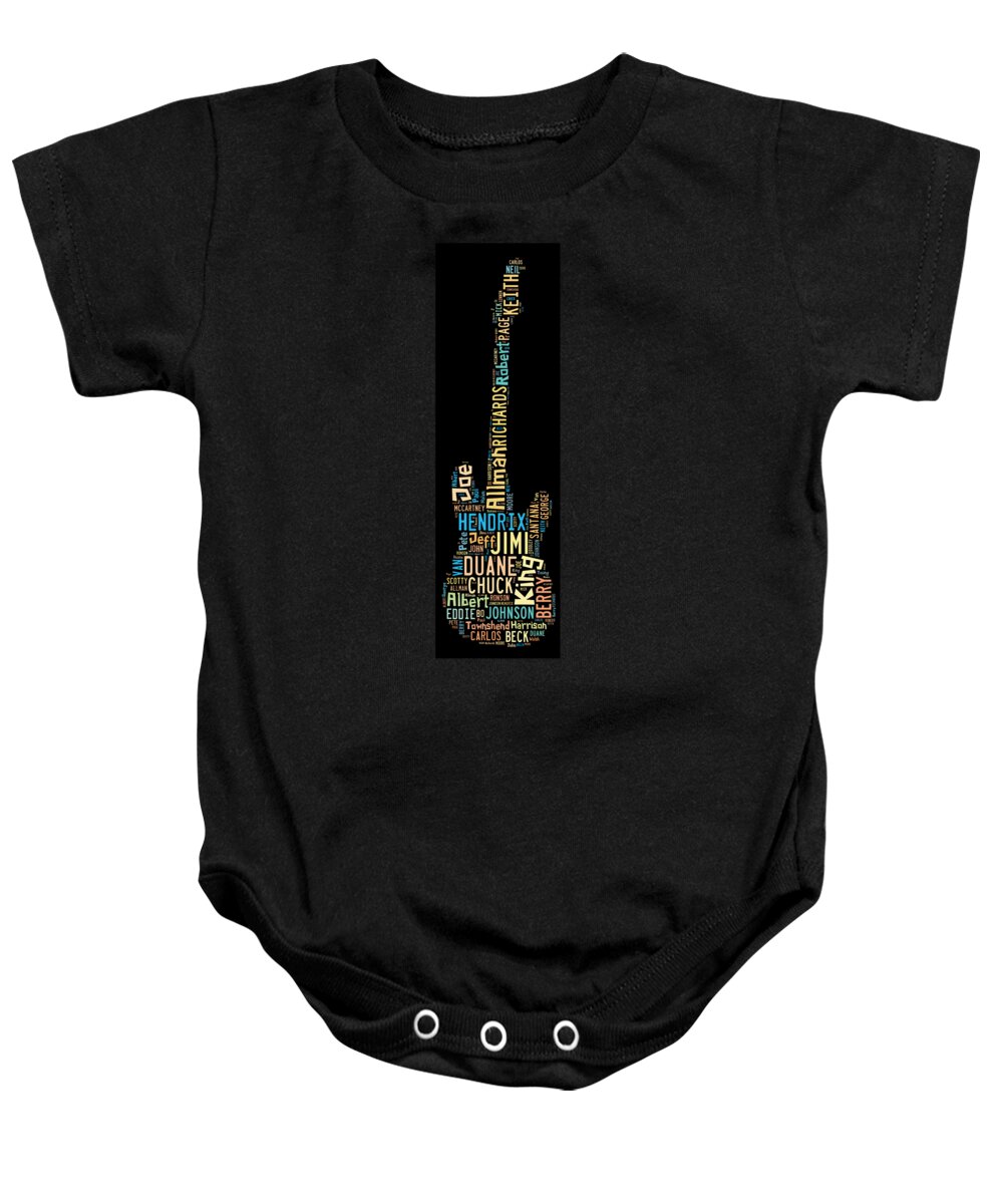 Duane Allman Baby Onesie featuring the digital art Rock Guitar Legends by Bill Cannon