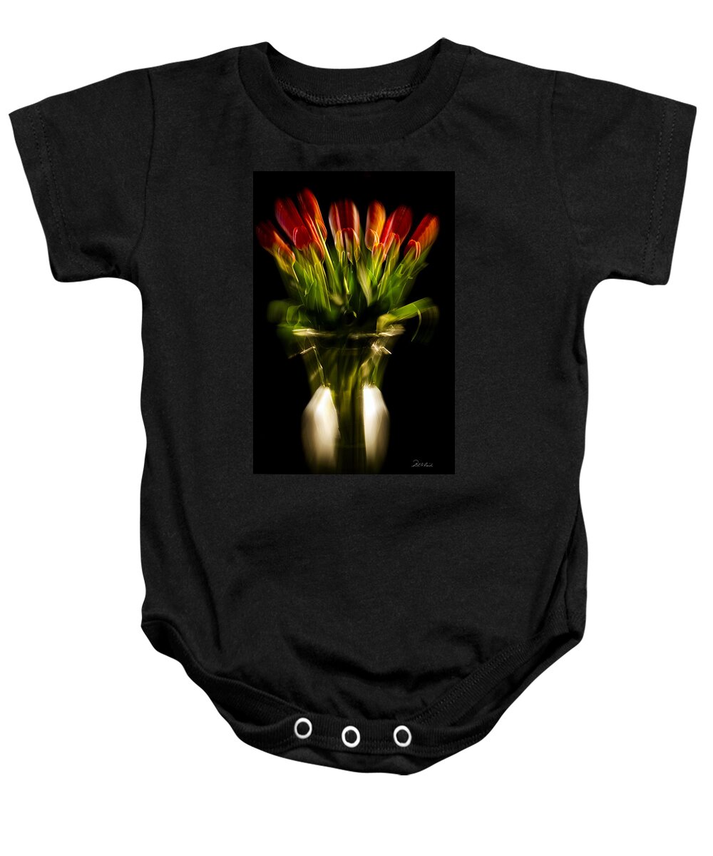 Photography Baby Onesie featuring the photograph Rocket Propelled Tulips by Frederic A Reinecke