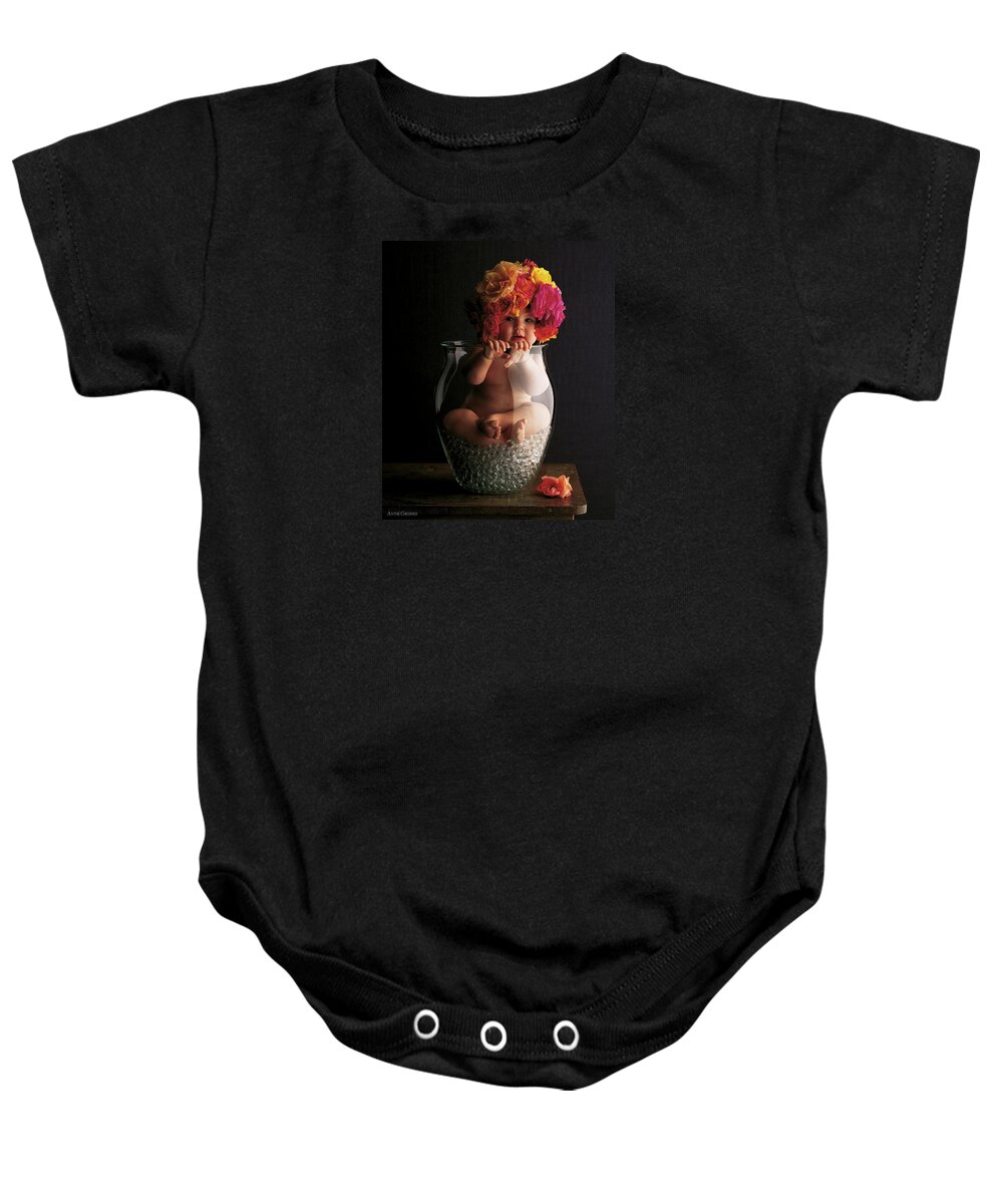 Rose Baby Onesie featuring the photograph Vase of Roses by Anne Geddes