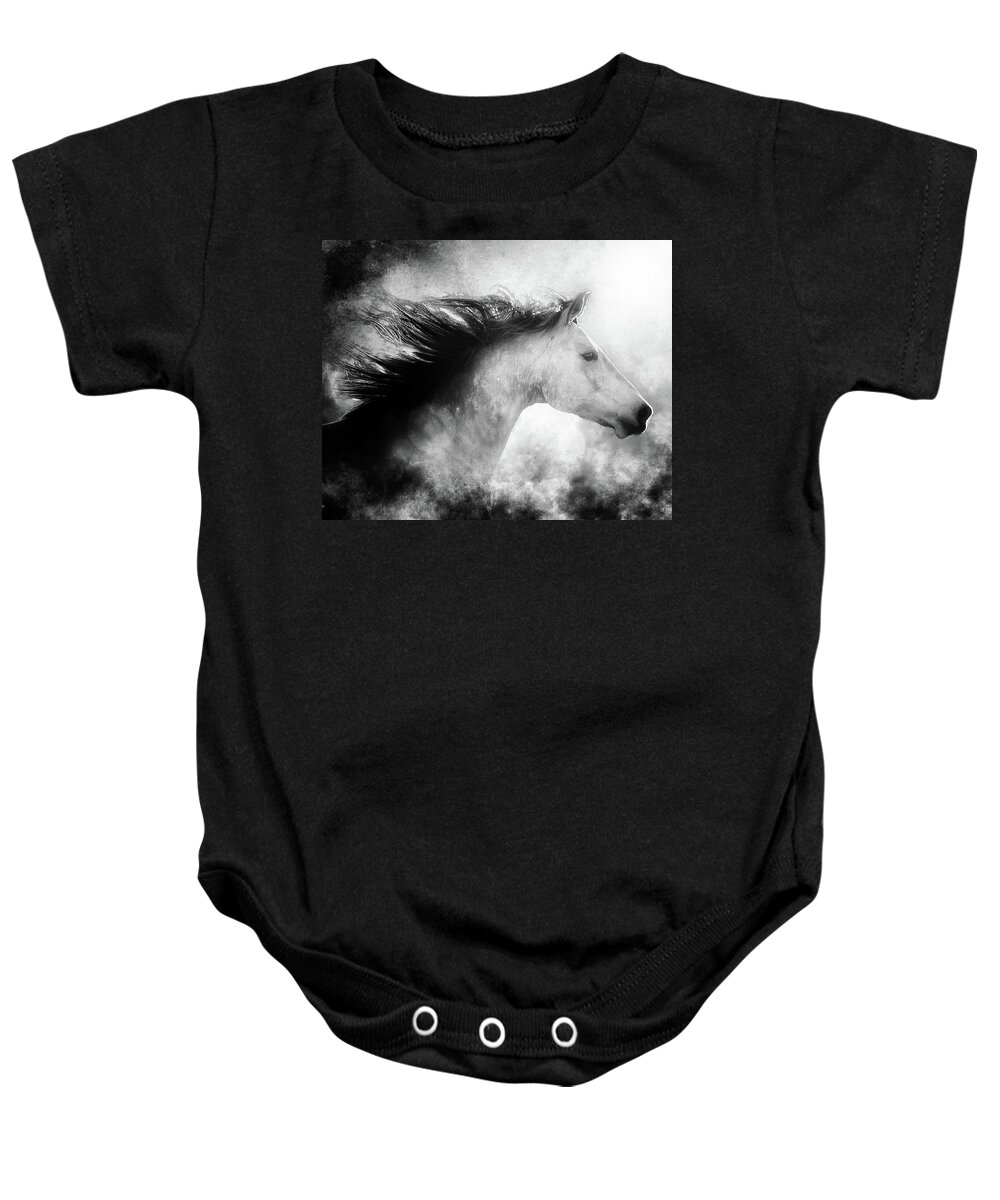 Horse Baby Onesie featuring the photograph Run the Sun Down by Ron McGinnis