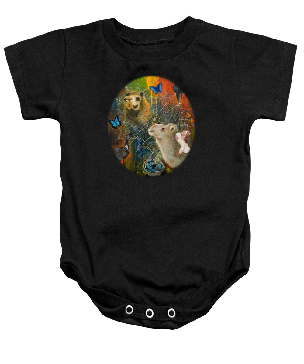 Animals Baby Onesie featuring the painting Sacred Journey by Deborha Kerr